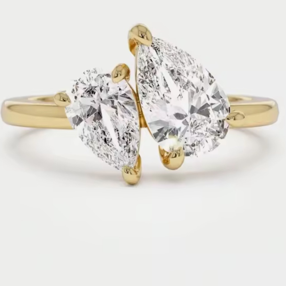 14k 2.75ct Pear Toi et Moi Ring - Picture 4 of 11